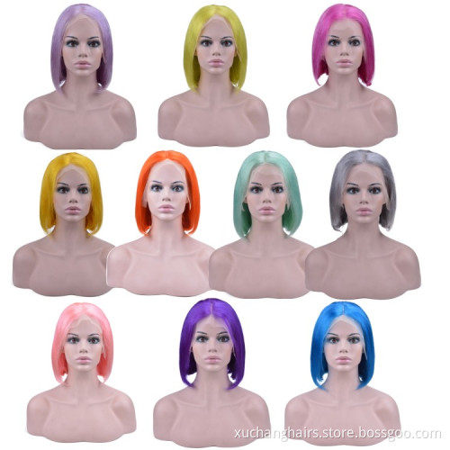 Hot Sale Colored Ombre Color Hair Lace Front Wig Virgin Human Hair Extensions Wigs For Christmas
